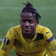 Michy Batshuayi of the Borussia Dortmund soccer team during a game between his team and the Atalanta team Feb. 22, 2018, in Italy. Batshuayi says he heard Atalanta fans make monkey noises at him. (Emilio Andreoli/Getty Images)